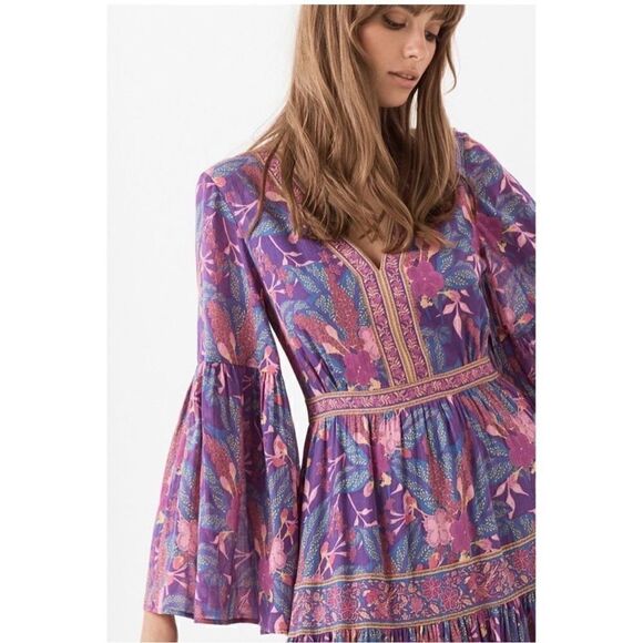 Spell & The Gypsy Collective Bianca Wisteria Purple Organic Cotton Maxi Dress - Picture 12 of 16